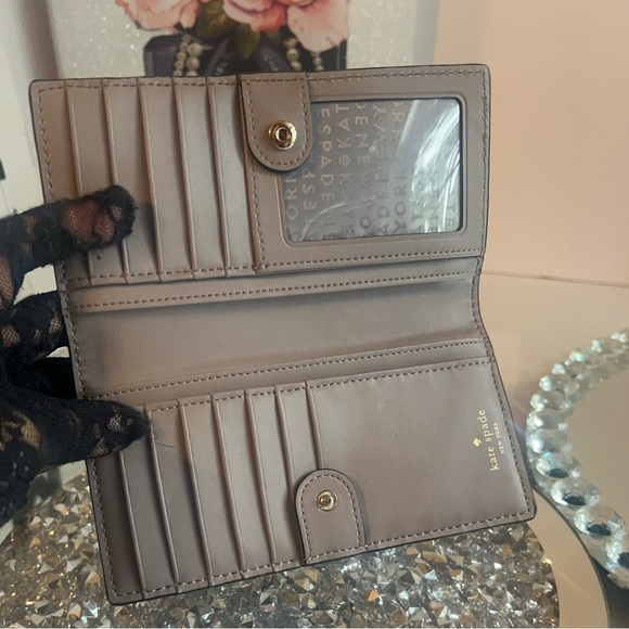 Kate Spade Gray taupe Saffiano leather Owl Design collectible wallet - Picture 7 of 9